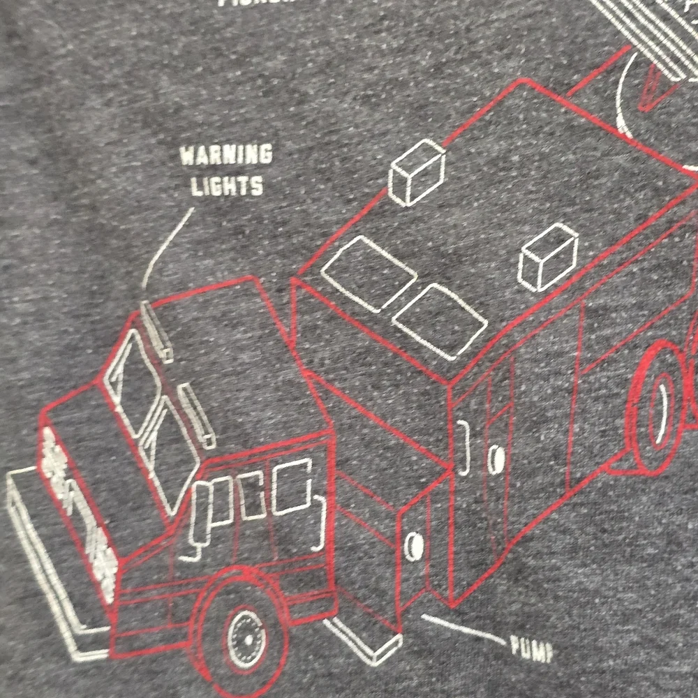 Old Navy Kids 2T Firetruck Dark Heather Gray Crewneck Tee